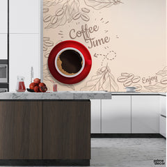 It's Coffee Time Abstract Design | Cafe Wallpaper Mural