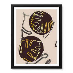 Golden & Purple Brown Tropical Leaves Over Beige Background | Abstract Floral Artwork #00301 - Prime Décor