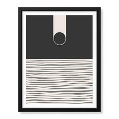 Black & White Linear Design Over Moon Shape Abstract | Abstract Office Artwork #00305 - Prime Décor