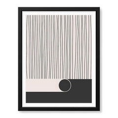 Black & White Linear Design Over Moon Shape Abstract | Abstract Office Artwork #00306 - Prime Décor
