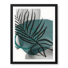 Beautiful Tropical Leaves Over Green & Grey Background | Abstract Floral Artwork #00309 - Prime Décor