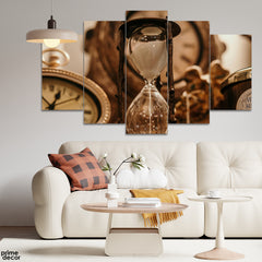 Beautiful Abstract Art Of A Time Piece (5 Panel) Fashion Wall Art - Prime Décor
