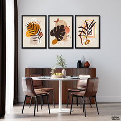 Pearl & Birch Nordic Floral Shapes (3 Panel) Abstract Wall Art - Prime Décor