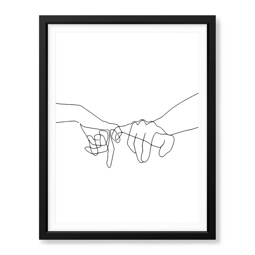 Black & White Hands With Line Art Over White Background | Abstract Fashion Artwork #00318 - Prime Décor