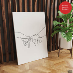 Black & White Hands With Line Art Over White Background | Abstract Fashion Artwork #00318 - Prime Décor