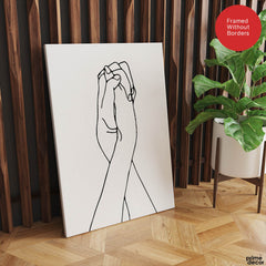 Black & White Hands With Line Art Over White Background | Abstract Fashion Artwork #00319 - Prime Décor