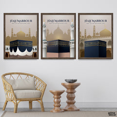 Hajj Mabrour, May Allah Bless You (3 Panel) Islamic Wall Art
