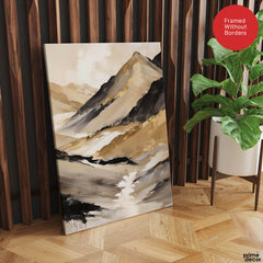 Black & Gold Abstract Art Over White And Beige Background | Abstract Fashion Artwork #00325