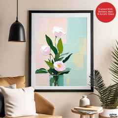 Pink & Green Beautiful Floral Design | Abstract Floral Artwork #00326