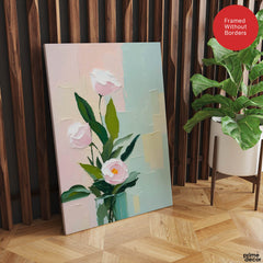 Pink & Green Beautiful Floral Design | Abstract Floral Artwork #00326