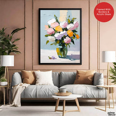 Pink & Green Beautiful Floral Design | Abstract Floral Artwork #00328