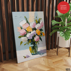 Pink & Green Beautiful Floral Design | Abstract Floral Artwork #00328