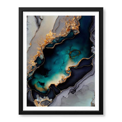 Blue & Green Abstract Art Over Grey Background | Abstract Fashion Artwork #00330