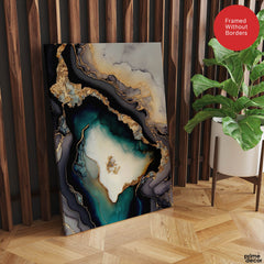 Blue & Green Abstract Art Over Grey Background | Abstract Fashion Artwork #00332