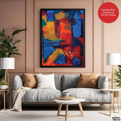 Blue & Orange Abstract Art Over Grey Background | Abstract Fashion Artwork #00334