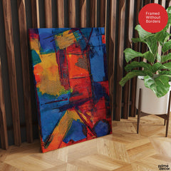 Blue & Orange Abstract Art Over Grey Background | Abstract Fashion Artwork #00334