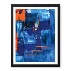 Blue & Orange Abstract Art Over Blue Background | Abstract Fashion Artwork #00335
