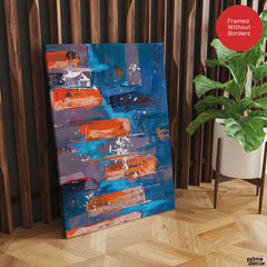 Blue & Orange Abstract Art Over Blue Background | Abstract Fashion Artwork #00336