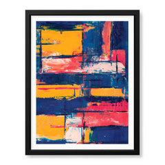Blue & Orange Abstract Art Over Blue Background | Abstract Fashion Artwork #00337