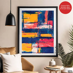 Blue & Orange Abstract Art Over Blue Background | Abstract Fashion Artwork #00337