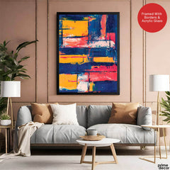 Blue & Orange Abstract Art Over Blue Background | Abstract Fashion Artwork #00337