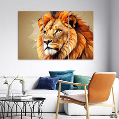 Abstract Colorful Artwork Of Lion Face (3 Panel) Animal Wall Art On Sale