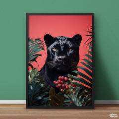 Black Panther Behind The Leaves | Animal Wall Art