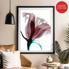 Blue & PInk Abstract Floral Art Over White Background | Abstract Floral Artwork #00340