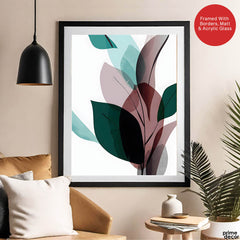 Blue & PInk Abstract Floral Art Over White Background | Abstract Floral Artwork #00342