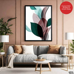Blue & PInk Abstract Floral Art Over White Background | Abstract Floral Artwork #00342