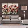 Abstract Black & Red Flowers With White Background (3 Panel) Floral Wall Art - Prime Décor