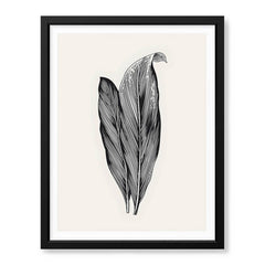 Black & White Tropical Leaves On Grey Background | Abstract Floral Artwork #0034 - Prime Décor