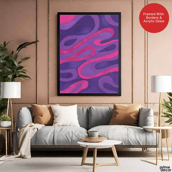 Pink & Purple Abstract Art Design With Neon Effect | Abstract Office Artwork #00350 - Prime Décor
