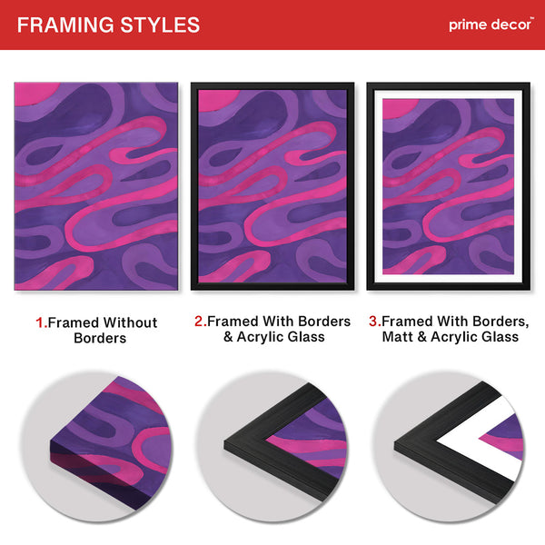 Pink & Purple Abstract Art Design With Neon Effect | Abstract Office Artwork #00350 - Prime Décor