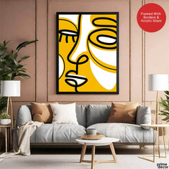 Black & Gold Abtract Face Art Over White Background | Abstract Fashion Artwork #00352 - Prime Décor