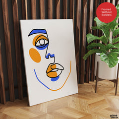 Black & Gold Abtract Face Art Over White Background | Abstract Fashion Artwork #00353 - Prime Décor