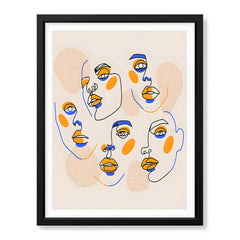 Black & Gold Abtract Face Art Over White Background | Abstract Fashion Artwork #00354 - Prime Décor