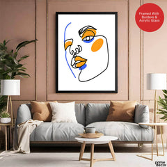 Black & Gold Abtract Face Art Over White Background | Abstract Fashion Artwork #00356 - Prime Décor