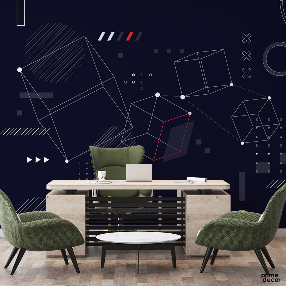 Flat Design Abstract Wireframe | Wallpaper Mural - Prime Décor
