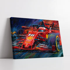 Scuderia Ferrari Formula 1 Race Car Impasto Style (Single Panel) Digital Painting Wall Art