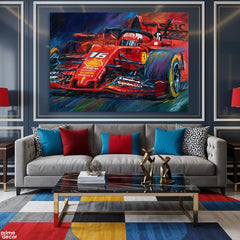Scuderia Ferrari Formula 1 Race Car Impasto Style (Single Panel) Digital Painting Wall Art