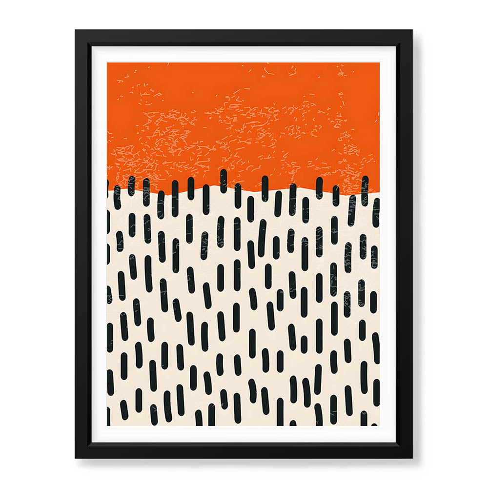 Black & Orange Abtract Art Over White Background | Abstract Office Artwork #00360 - Prime Décor