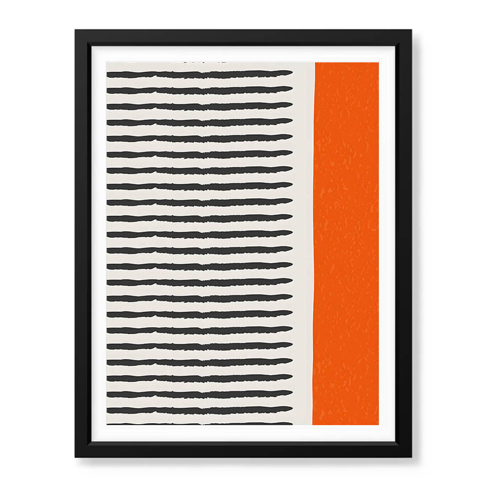 Black & Orange Abtract Art Over White Background | Abstract Office Artwork #00361 - Prime Décor