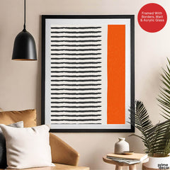 Black & Orange Abtract Art Over White Background | Abstract Office Artwork #00361 - Prime Décor
