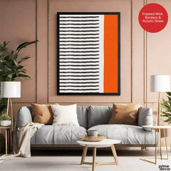 Black & Orange Abtract Art Over White Background | Abstract Office Artwork #00361 - Prime Décor