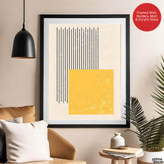 Black & Yellow Abtract Art Over White Background | Abstract Office Artwork #00363 - Prime Décor