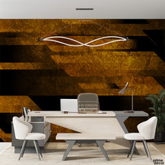 Antique Bronze & Black Glitch Stripes | Office Wallpaper Mural