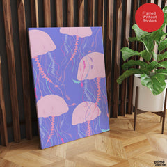 Pink & Beige Abtract Floral Art Over Purple Background | Abstract Floral Artwork #00366 - Prime Décor