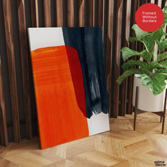 Orange & Black Abtract Art Over White Background | Abstract Office Artwork #00369 - Prime Décor