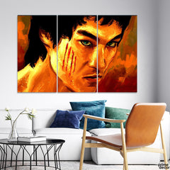 Bruce Lee Abstract Face Art (3 Panel) Celebrities Wall Art - Prime Décor